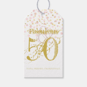 Étiquettes-cadeau Balise Fabulous & 50 Elegant Birthday Gold Pink