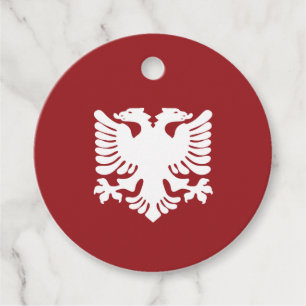 Étiquettes Cadeau Balise Faveur de l'aigle albanais blanc et rouge