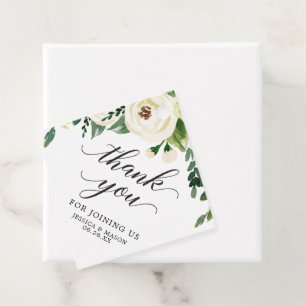 Étiquettes Cadeau Balise Favor Merci Roses blanches