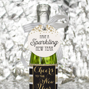 Étiquettes Cadeau Balise Favorable au Nouvel An Champagne Favoriser