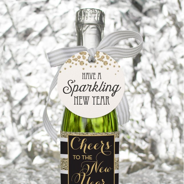 Étiquettes Cadeau Balise Favorable au Nouvel An Champagne Favoriser (Créateur téléchargé)
