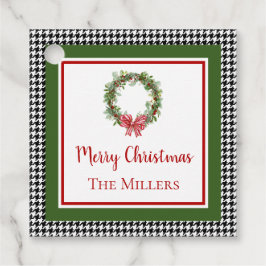 Étiquettes Cadeau Balise Favori de Noël Houndstooth Border