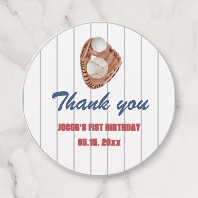 Étiquettes Cadeau Balise Favoriser la ronde de baseball (Devant)
