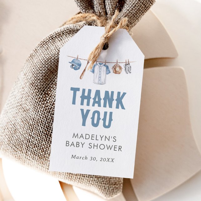 Étiquettes-cadeau Balise Favoriser le Baby shower de base-ball (Créateur téléchargé)