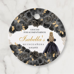 Étiquettes Cadeau Balise Favoriser Quinceanera circulaire Florale No