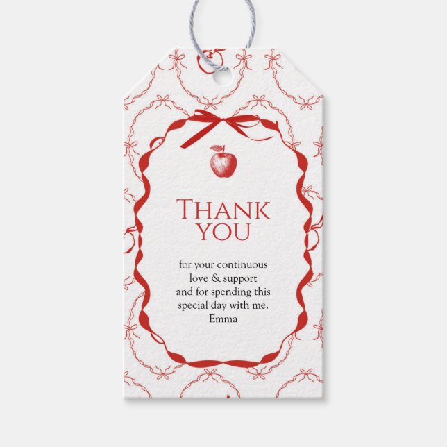 Étiquettes-cadeau Balise Favoriser Rectangle rouge Pomme (Devant)