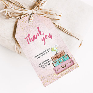 Étiquettes-cadeau Balise Fille Vintage Aventure Commencer le Baby sh