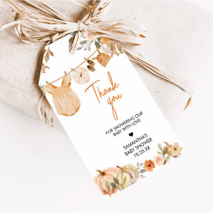 Étiquettes-cadeau Balise Fleur d'automne Petit Baby shower Citrouill