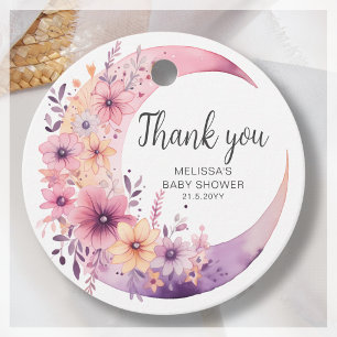 Étiquettes Cadeau Balise Fleur Lune Baby shower Merci Favoriser