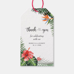 Étiquettes-cadeau Balise Font stylish Tropical Mariage Merci Favoris