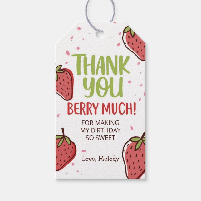 Étiquettes-cadeau Balise Fraise Faveur ・ Merci Berry Beaucoup (Devant)
