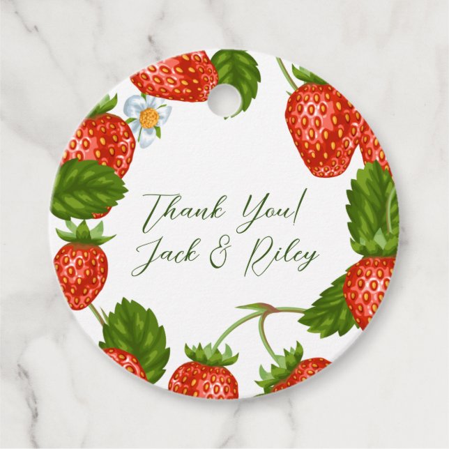 Étiquettes Cadeau Balise Fraise Shortcake Wedding Favor (Devant)