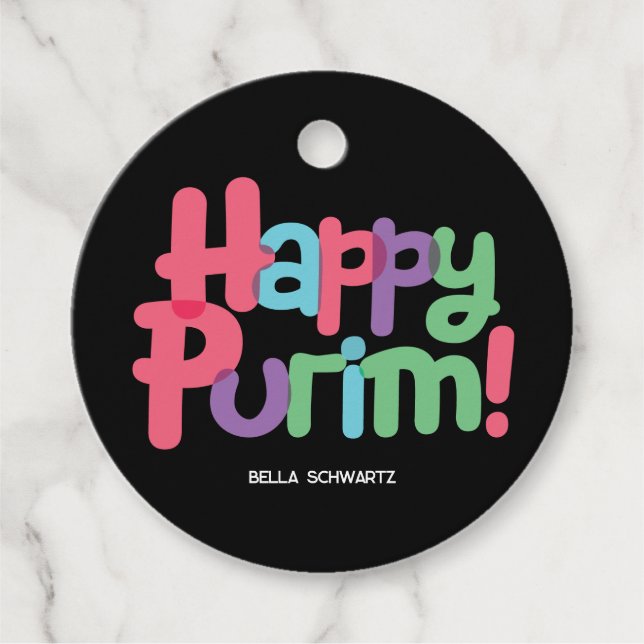 Étiquettes Cadeau Balise Fun Happy Purim (Devant)