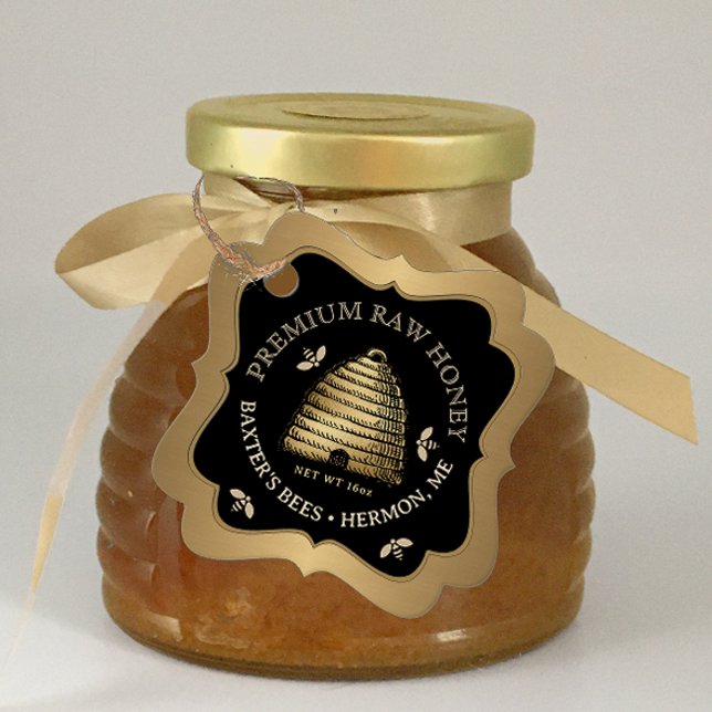 Étiquettes Cadeau Balise Golden Skep Honey Elaborer Gold Gradient (Créateur téléchargé)