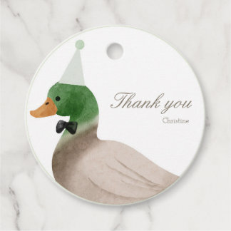 Étiquettes Cadeau Balise Green Mallard Duck Round Faving