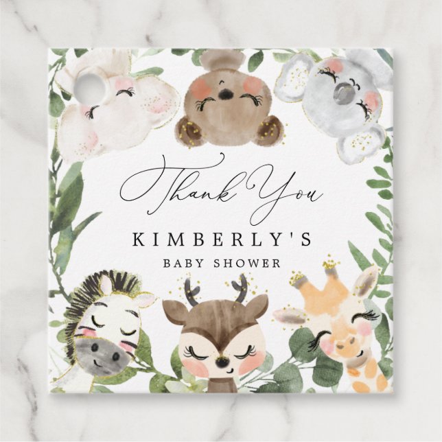 Étiquettes Cadeau Balise Jolie Animaux Baby shower Favoriser (Devant)