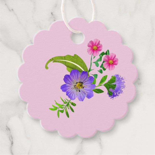 Étiquettes Cadeau Balise Jolie Fleur Favor (Devant)
