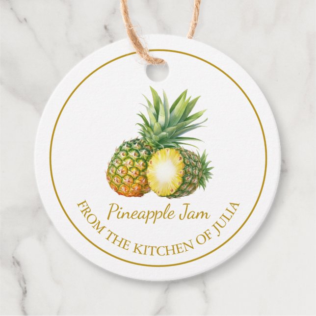 Étiquettes Cadeau Balise l Blanc simple Jam confiture d'ananas maiso (Devant)