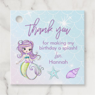 Étiquettes Cadeau Balise Magique Sirène Anniversaire Fête Merci Favo