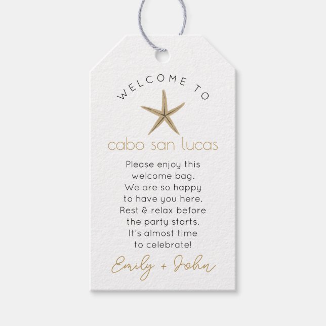 Étiquettes-cadeau Balise mariage de bienvenue personnalisée à Cabo S (Devant)