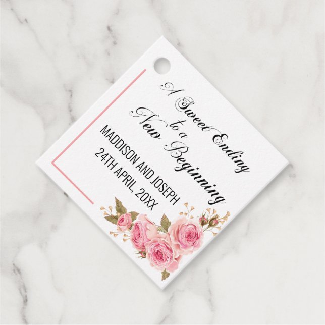 Étiquettes Cadeau Balise Mariage rose vif (Devant)
