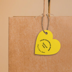 Étiquettes Cadeau Balise Marque commerciale sur forme de coeur jaune