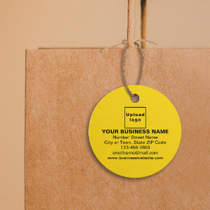 Étiquettes Cadeau Balise Marque d'affaires sur Cercle jaune