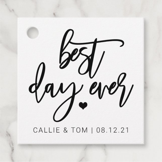 Étiquettes Cadeau Balise Meilleur Jour De Mariage Favour (Devant)
