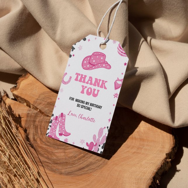 Étiquettes-cadeau Balise Merci d'anniversaire de la fille disco (Créateur téléchargé)