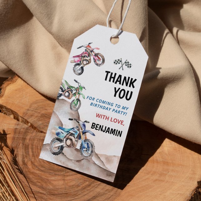 Étiquettes-cadeau Balise Merci d'anniversaire de la moto (Créateur téléchargé)