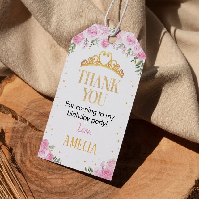 Étiquettes-cadeau Balise Merci d'anniversaire de la princesse d'or r (Créateur téléchargé)