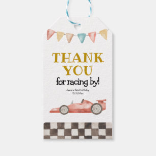 Étiquettes-cadeau Balise Merci d'anniversaire de la voiture de cours