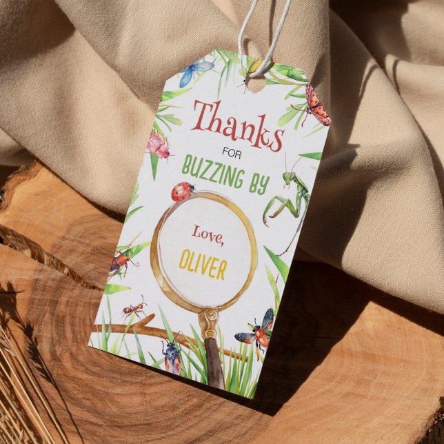 Étiquettes-cadeau Balise Merci d'anniversaire des insectes (Créateur téléchargé)