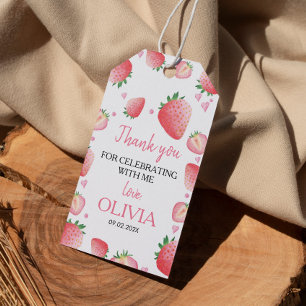 Étiquettes-cadeau Balise Merci fête d'anniversaire fraise