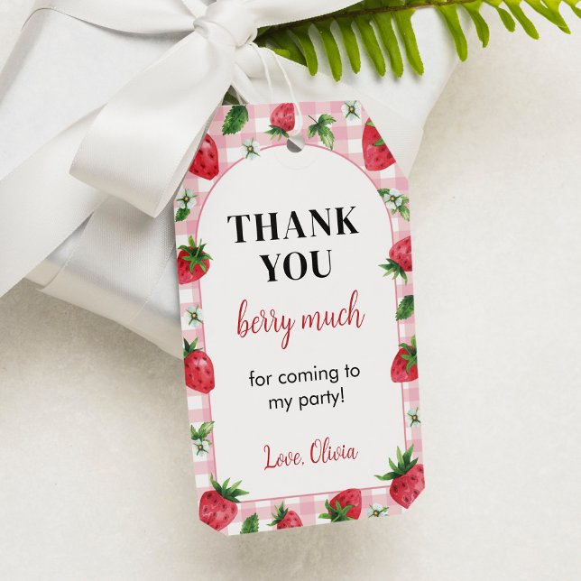 Étiquettes-cadeau Balise Merci fête d'anniversaire fraise (Créateur téléchargé)