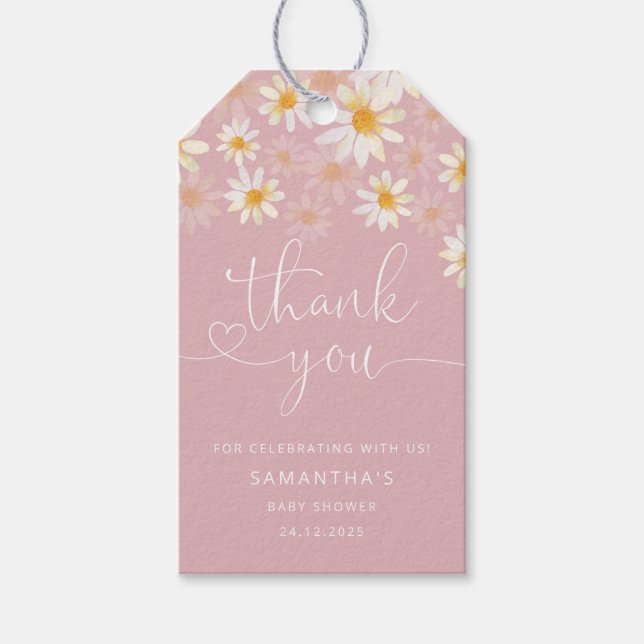 Étiquettes-cadeau Balise Merci Fleur sauvage aquarelle (Devant)