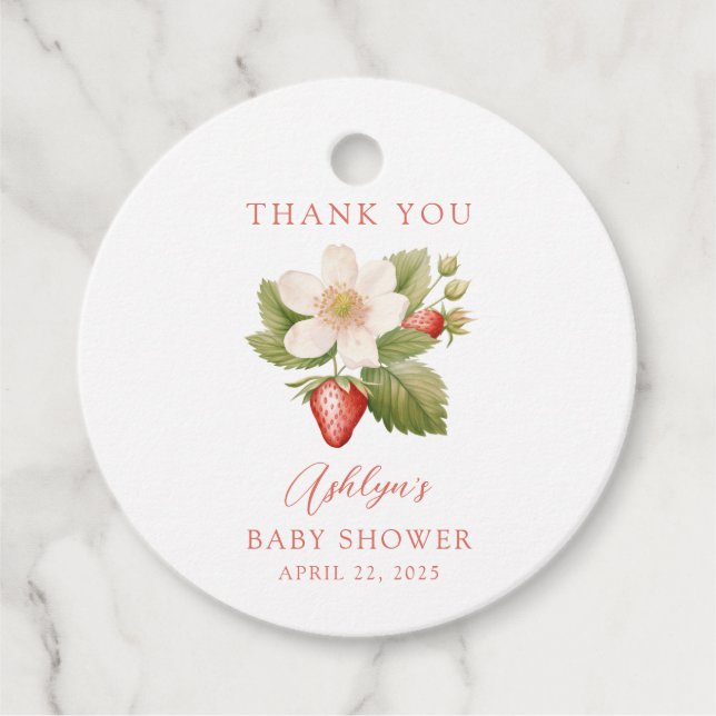 Étiquettes Cadeau Balise Merci Fraise Rouge Sucrée Berry Favor (Devant)