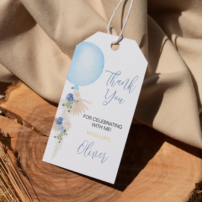 Étiquettes-cadeau Balise Merci garçon ballons Baby shower d'annivers (Créateur téléchargé)