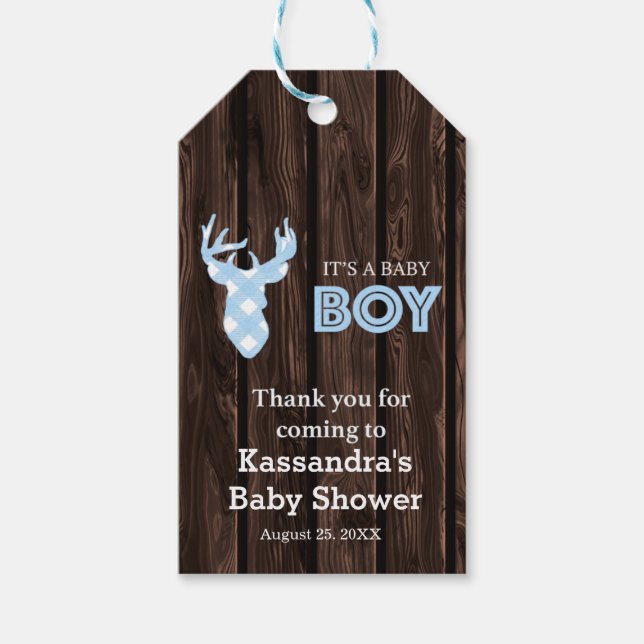 Étiquettes-cadeau Balise Merci Pour Deer Rustic Baby shower (Devant)