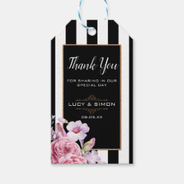 Étiquettes-cadeau Balise Merci Roses et Grilles roses