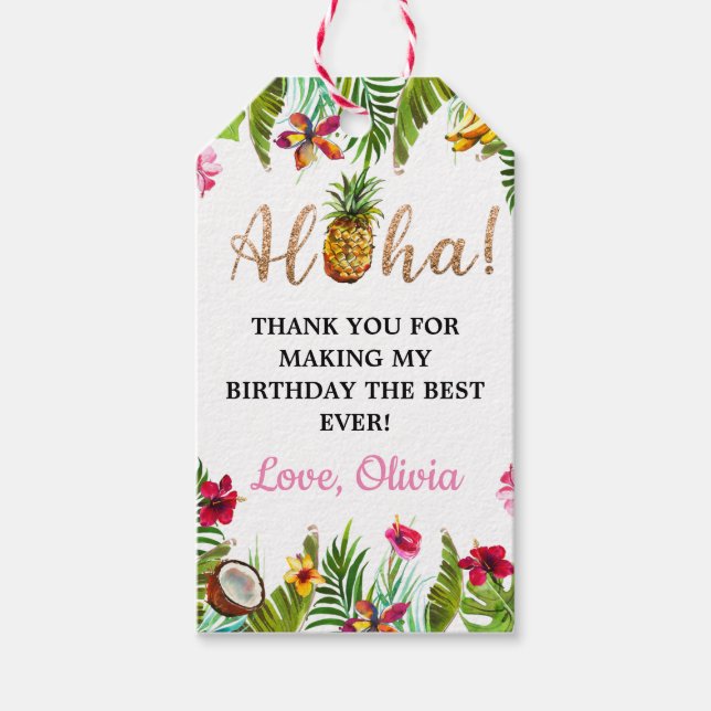 Étiquettes-cadeau Balise Merci tropical d'Aloha (Devant)