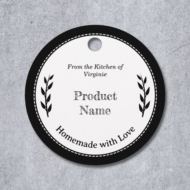 Étiquettes Cadeau Balise Noir et blanc Petite entreprise Favoriser (Black & White Small Business Favor Tag)