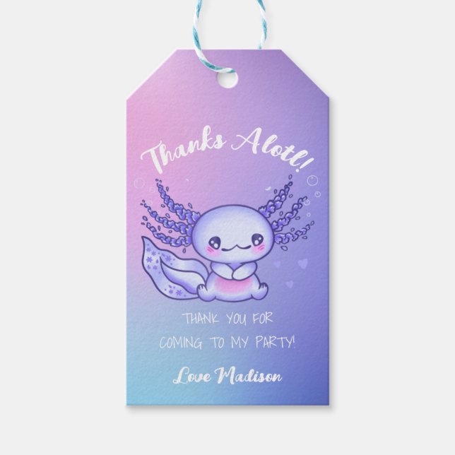 Étiquettes-cadeau Balise Ombre Purple mou Axolotl Merci Favoriser (Devant)
