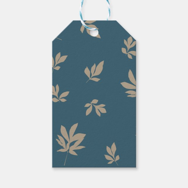 Étiquettes-cadeau Balise Peony Leaf Blue/Tan (Devant)