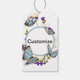 Étiquettes-cadeau Balise personnalisée Sky Blue Butterflies