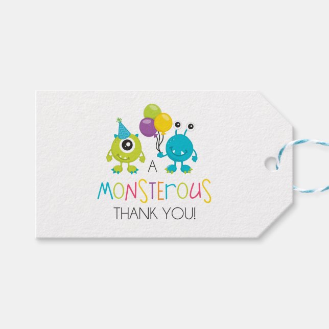 Étiquettes-cadeau Balise Petit Merci Monster (Devant (Horizontal))