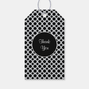 Étiquettes-cadeau Balise Pois noirs sur Merci personnalisé gris