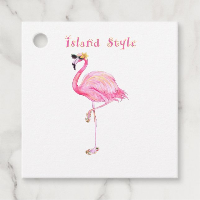 Étiquettes Cadeau Balise Prix Flamant rose (Devant)