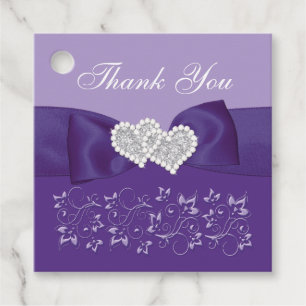 Étiquettes Cadeau Balise Purple, Blanc Floral Wedding Favor
