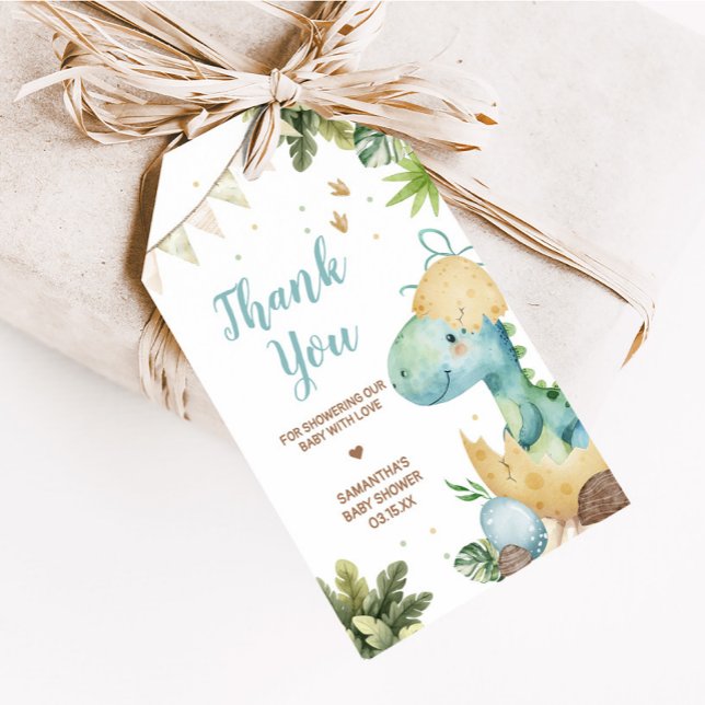 Étiquettes-cadeau Balise Rawr Dino Baby shower Favoriser (Rawr A Little Boy Dino Baby Shower Favor Tags)